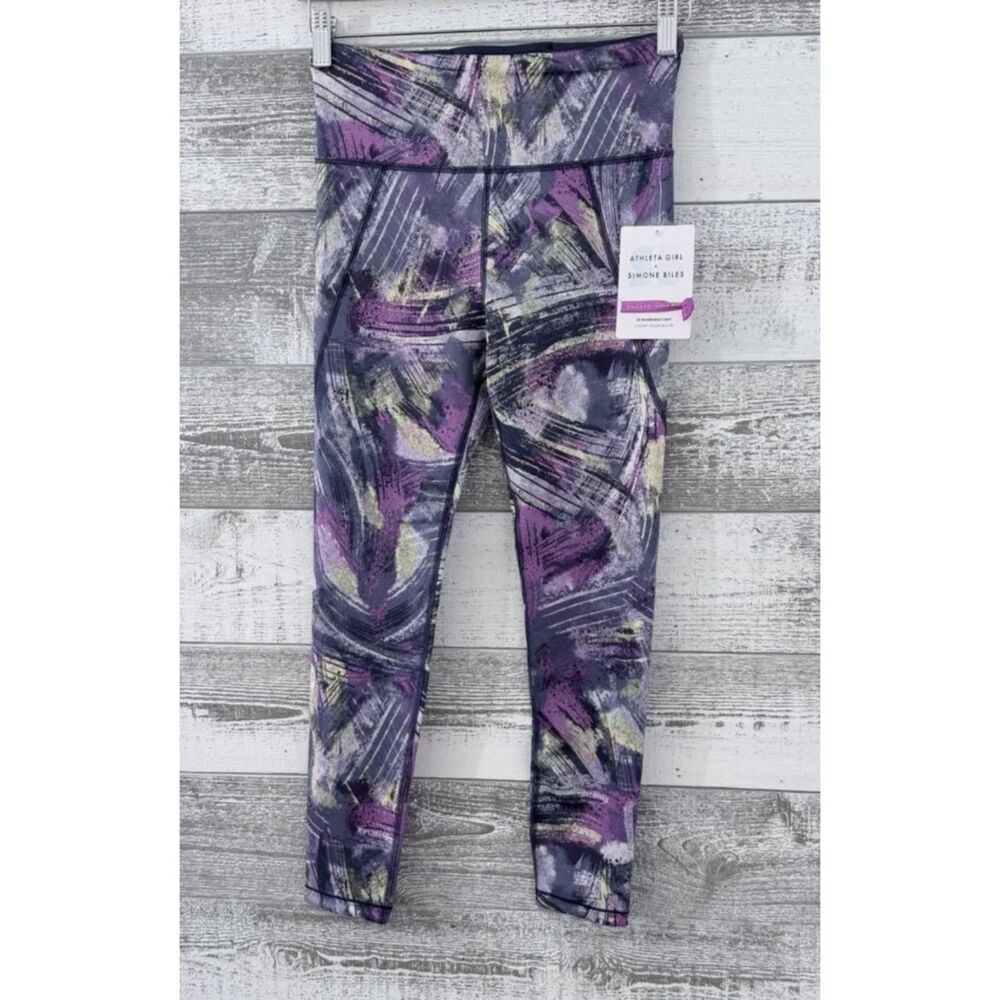 Athleta Girl Simone Biles High-Rise Leggings Girls XL-14 Reversible Active (NWT)